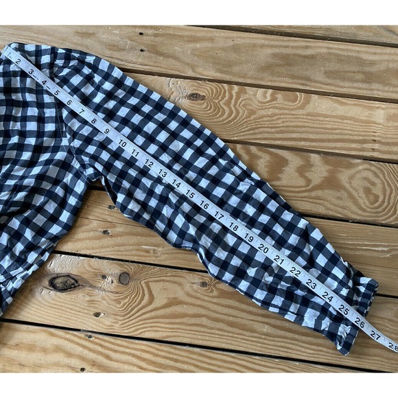 NWT GAP Gingham Check Long Sleeve Peplum Blouse M - Picture 7 of 7